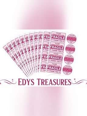 New 50 Handle with Care Fragile Thank You Shipping Stickers lot NWOT